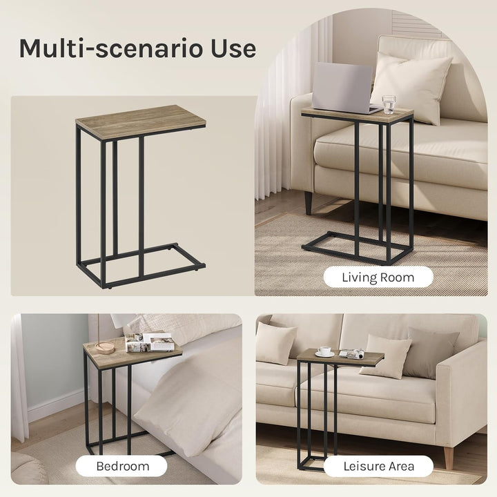 WOLTU Beistelltisch, Couchtisch C Form, Wohnzimmertisch mit Metallgestell, Sofatisch Kaffeetisch, fü