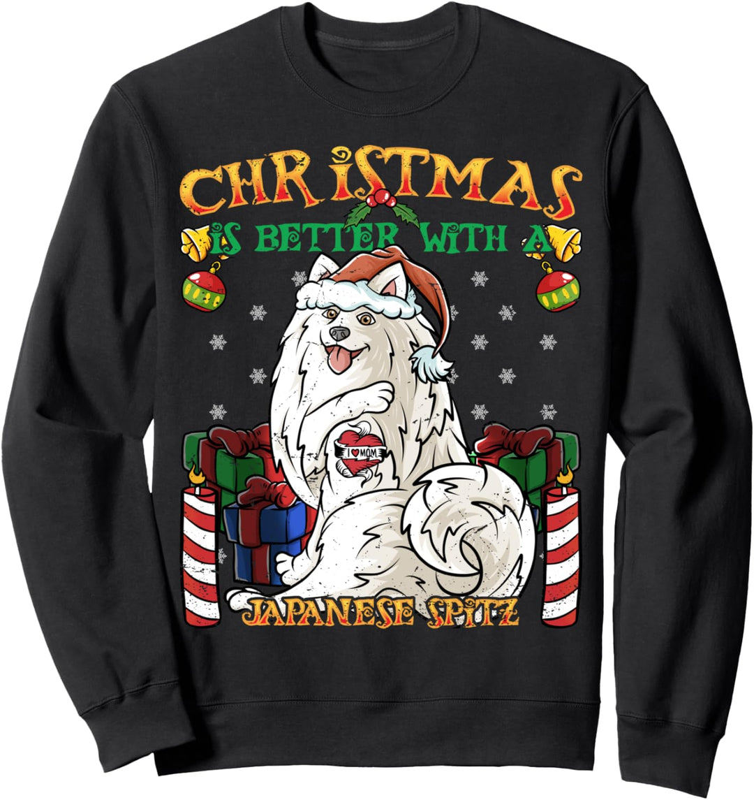 Christmas Is Better with A Japanese Spitz Weihnachtsmann Sweatshirt