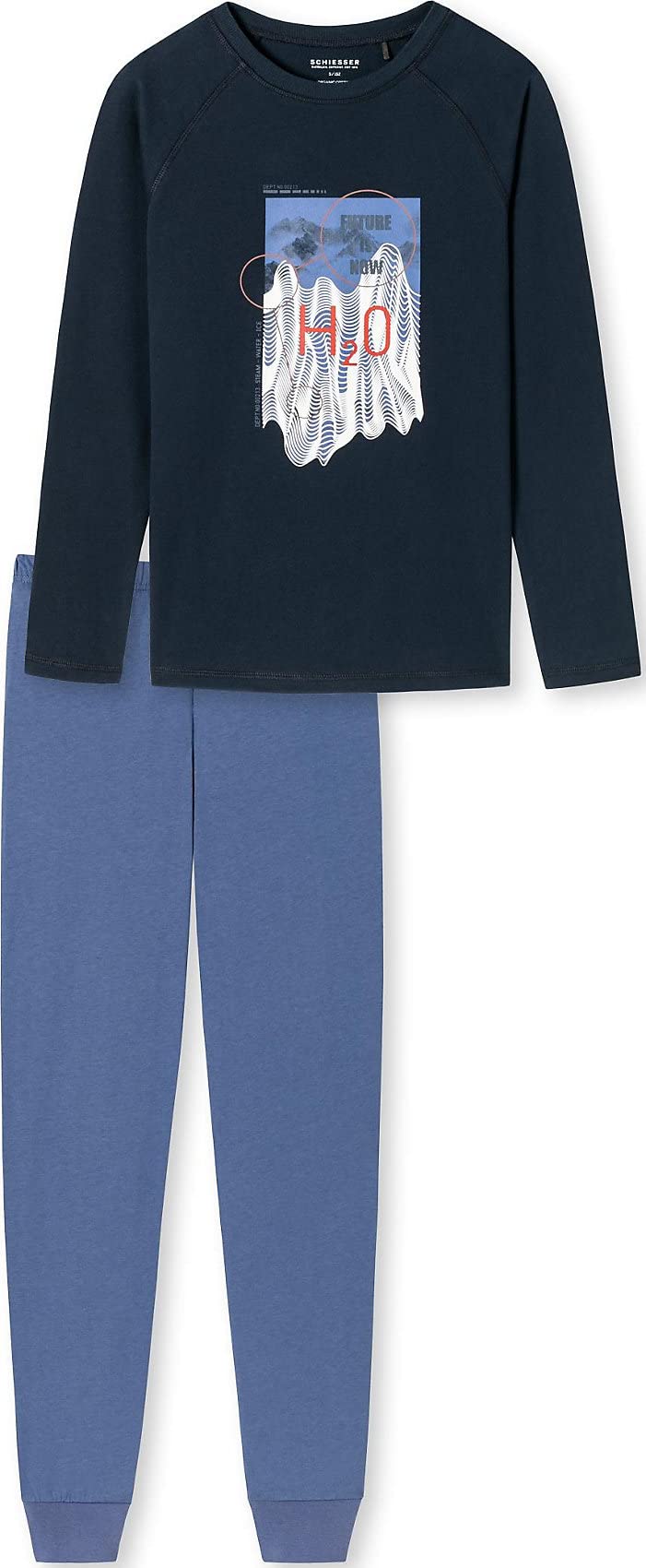 Schiesser Jungen Langer Schlafanzug-Organic Cotton Pyjamaset 140 Indigo (Indigo I), 140 Indigo (Indi