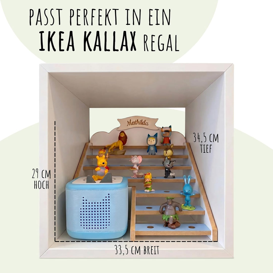 Tonie Regal für IKEA KALLAX mit Toniebox-Platz – magnetisches Tonieregal für ca. 50 Toniefiguren Hor