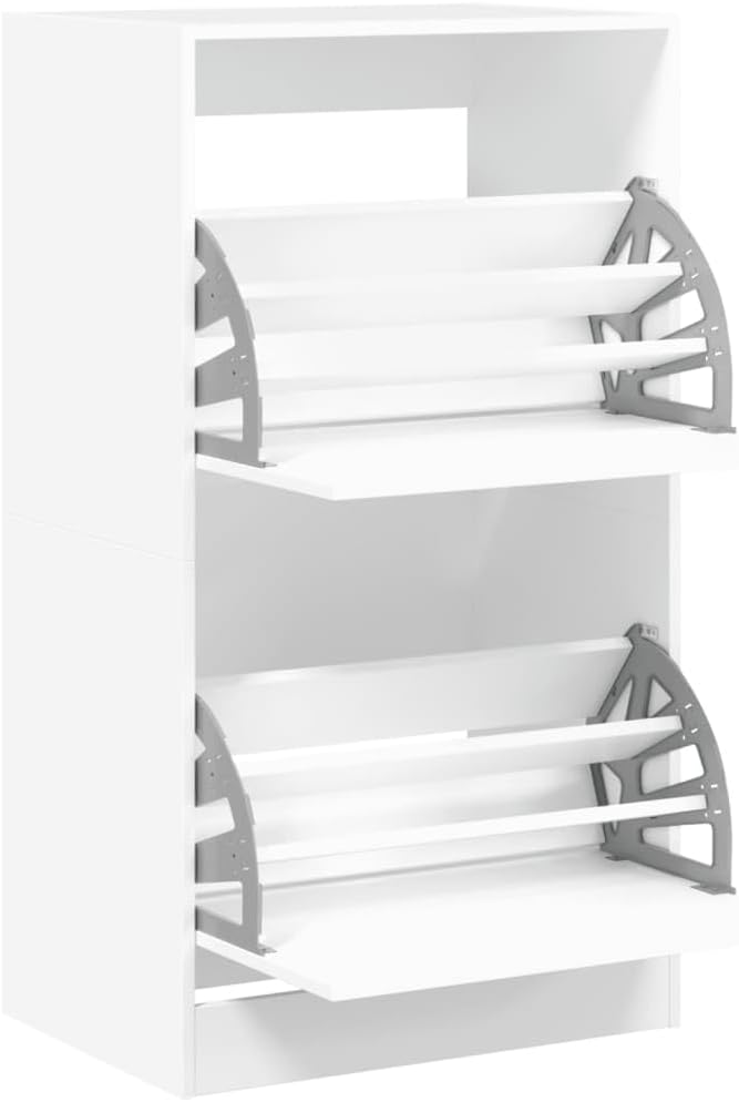Gecheer Schuhschrank 2 Fächer Schuhablage Schuhregal Schuhständer Schuhaufbewahrung Schuhkipper Schu