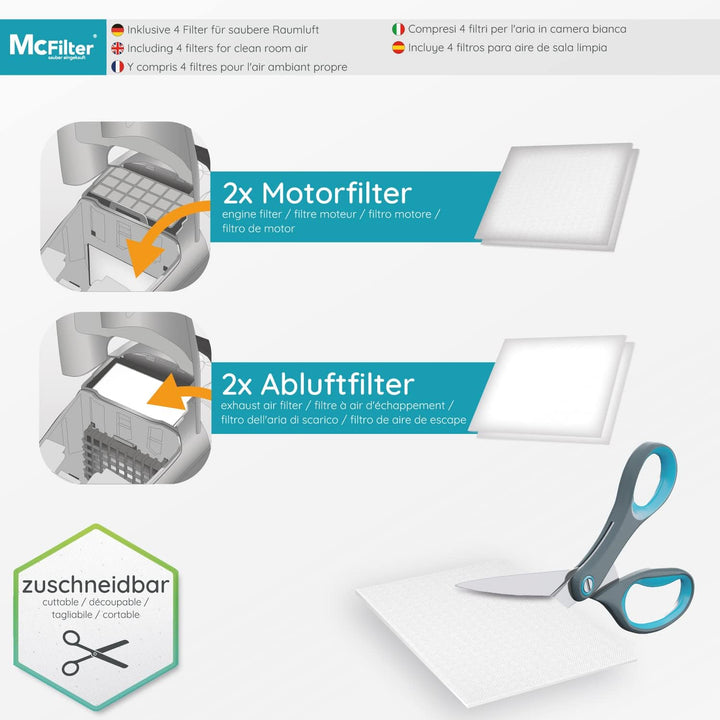 McFilter | 10 Staubsaugerbeutel geeignet für Fakir Prestige 1800 1805 1900 2000 2100 2105 2400 3000