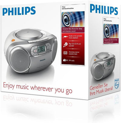 Philips AZ127/12 CD-Soundmaschine, CD Player Tragbar (Radio UKW, CD, Kassettendeck, Dynamic Bass Boo