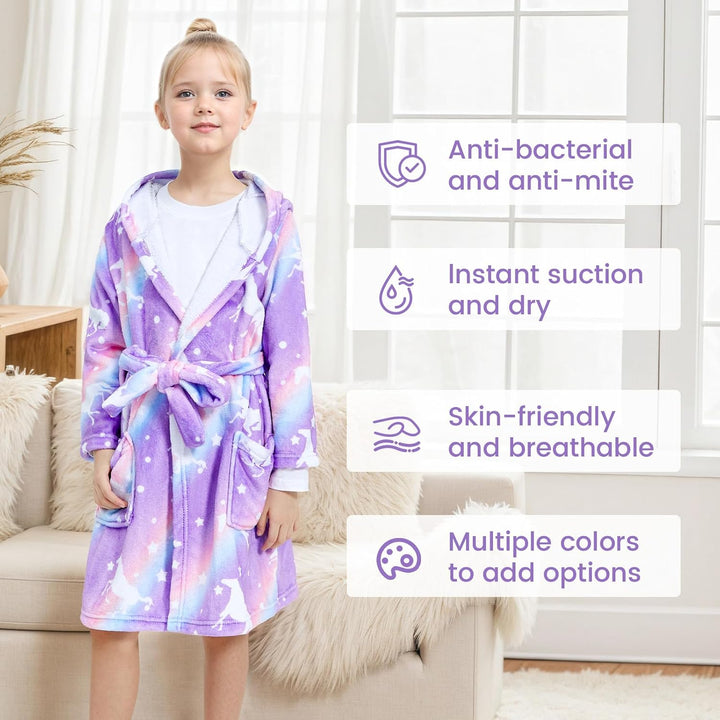 WYTbaby Bademantel Kinder Mädchen Flauschig Fleece bademantel mädchen Lange Ärmel Kinderbademantel m