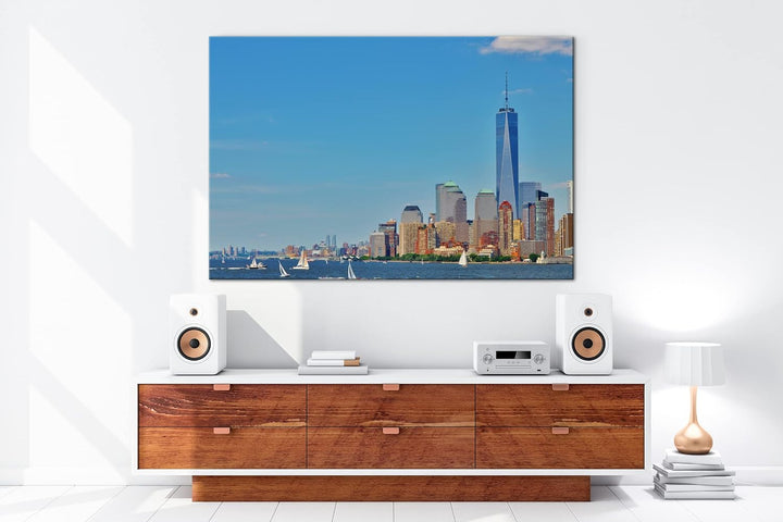 deyoli Manhattan bei Tageslicht im Format: 80x60 als Leinwandbild, Motiv fertig gerahmt auf Echtholz