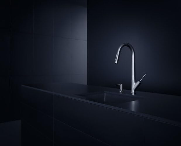 AXOR Starck Einhebel-Küchenarmatur (mit ausziehbarer Brause und Schwenkauslauf Edelstahl Finish) mit