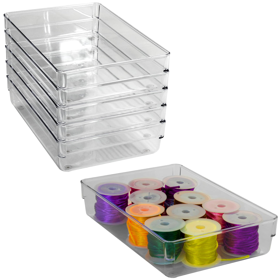 6x Schubladen Ordnungssystem 24x16cm klar transparent 5,5cm Bad Büro Box 6 24x16 cm, 6 24x16 cm
