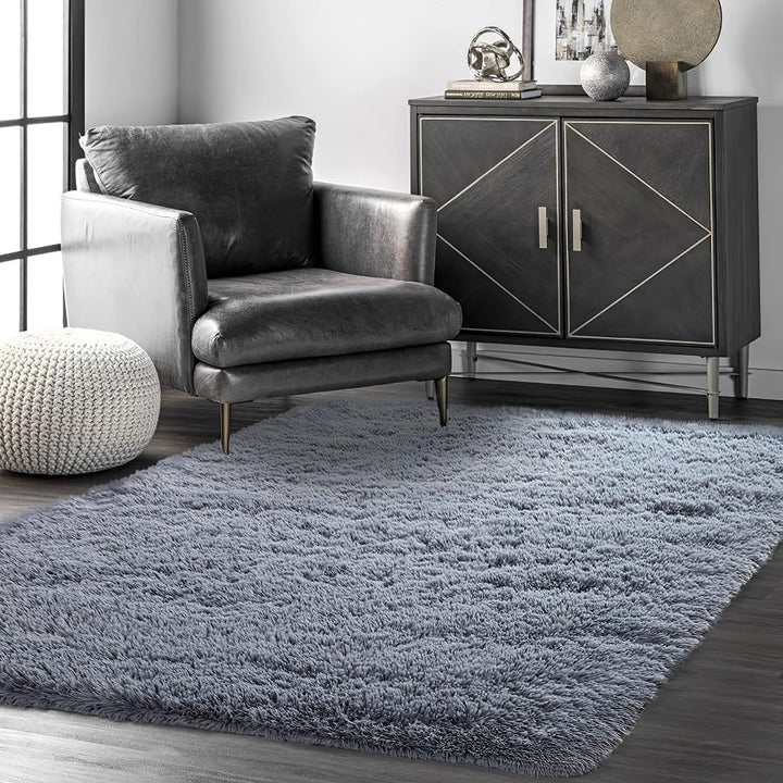 VOFUSHON Wohnzimmer Hochflor Teppich,Shaggy Flur Läufer Teppich Modern Flauschiger Weich Teppich Gro