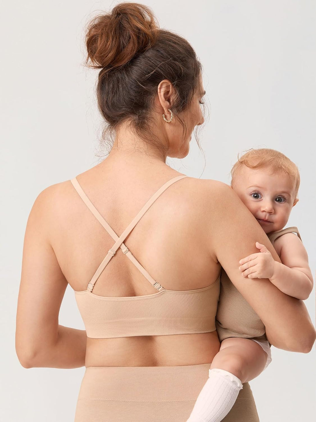 MOMANDA Damen Still BH ohne Bügel Soft Gepolstert Gerippt Schwangerschafts BHS Schlaf Bequemer S Bei