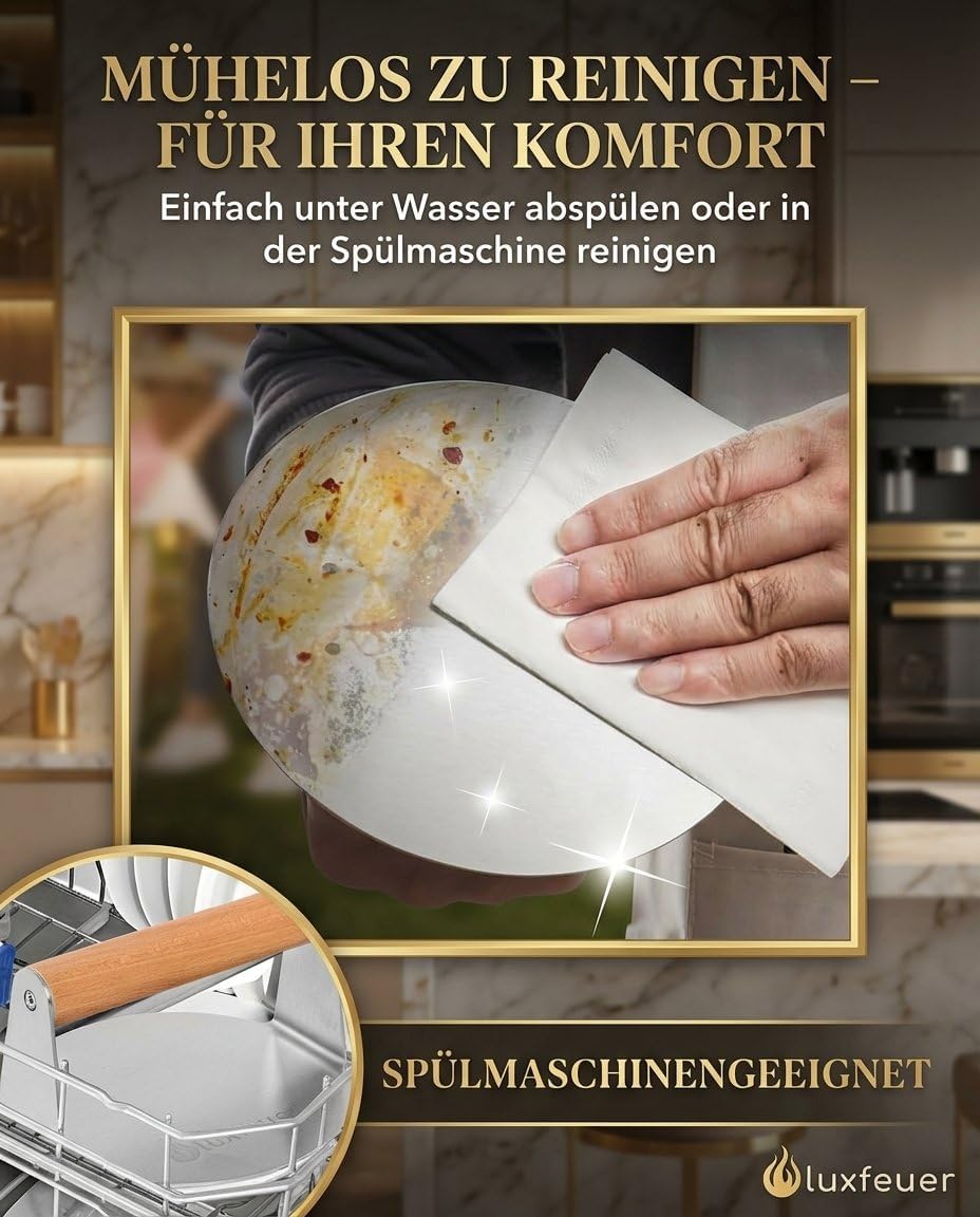Smash Burgerpresse Edelstahl Ø14cm – mit Holzgriff & 20x Antihaftpapier – Smash Burger Smasher für G