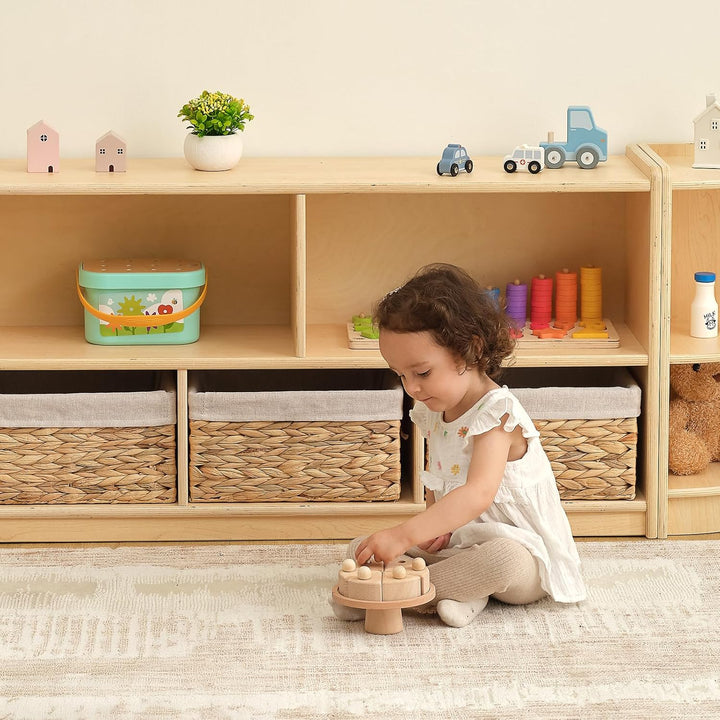 OOOK Bücherregal Montessori-Regal, Aufbewahrung mit 2 Etagen 5 Fächern, Kinder Spielzeugschrank Holz