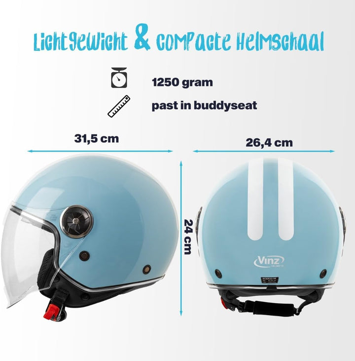VINZ Arenas Jethelm mit Doppelvisier | Roller Helm Fashionhelm mit Streifen | In Gr. XS-XXL | Jet He