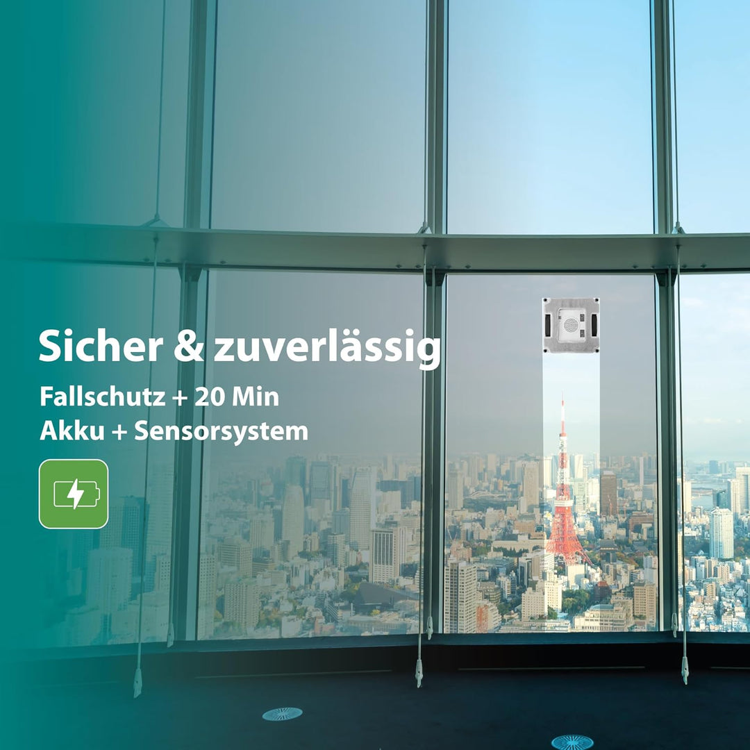 Lifenaxx Fensterreinigungsroboter LX-047, elektrischer Fensterreiniger mit 2 Sprühdüsen, hohe Saugkr