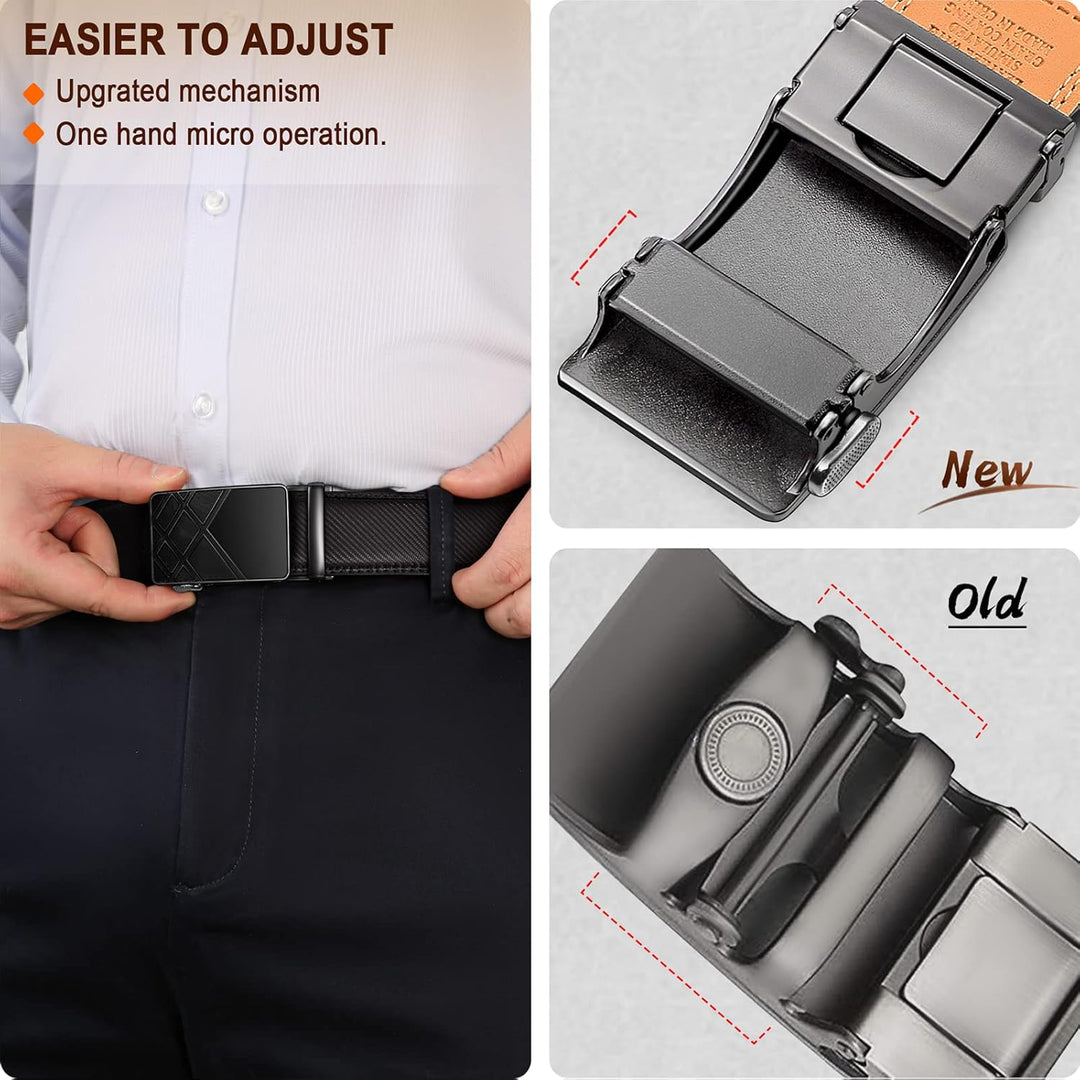 BULLIANT Gürtel Herren, Gürtel Ratsche Ledergürtel Automatikschliesse für Herren Anzug Business Klei