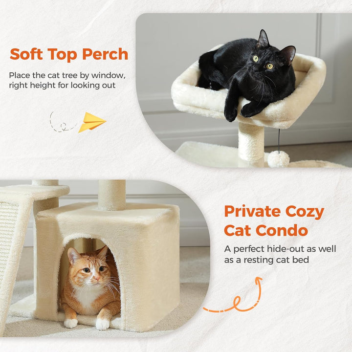 PAWZ Road Kleiner Kratzbaum mit Kratzmatte, Hängematte, Eigentumswohnung und Korb, Kleiner Katzenbau