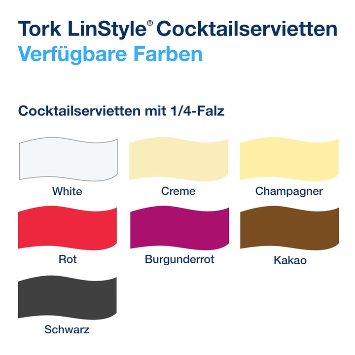 Tork LinStyle Cocktailservietten Weiss, 1/4‑Falz, strapazierfähig, 23,8 x 23,8 cm, 1 x 100 Serviette