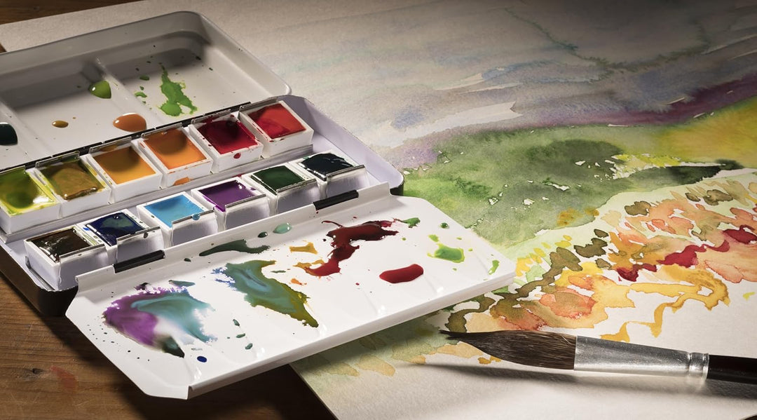 Rembrandt Water Colour Box Landscape Selection extra feine Aquarellfarbe, Metallkasten mit 12 Näpfch