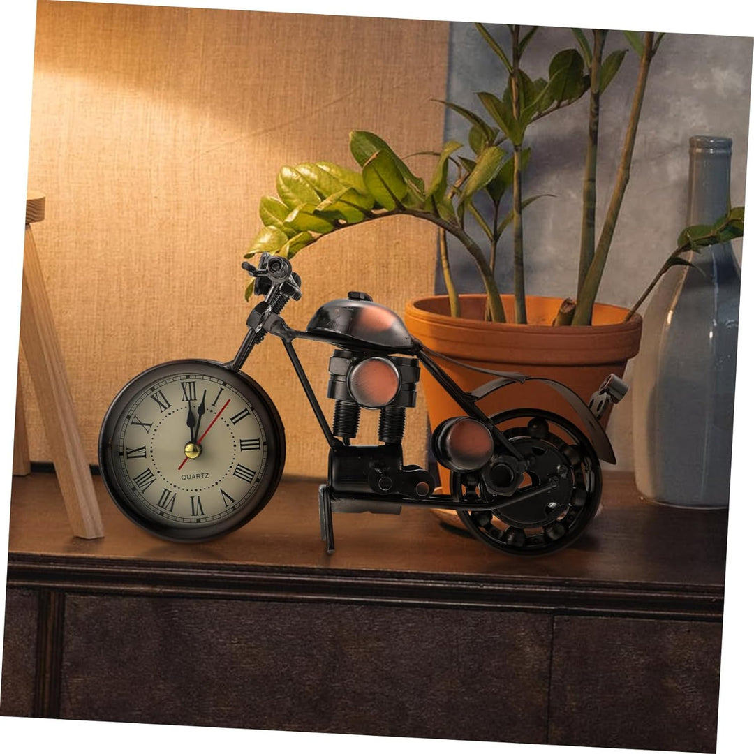 VALICLUD Vintage Motorrad Tischuhr Aus Robustem Eisen Dekorative Uhr Und Stilvolles Modell Für Büro