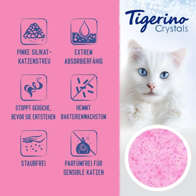 Tigerino Crystals Fun Katzenstreu aus Silikon, feine Körnung, 30 l, antibakteriell, hypoallergen und