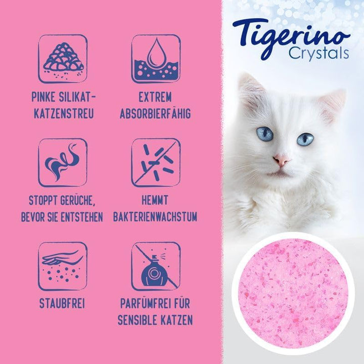 Tigerino Crystals Fun Katzenstreu aus Silikon, feine Körnung, 30 l, antibakteriell, hypoallergen und