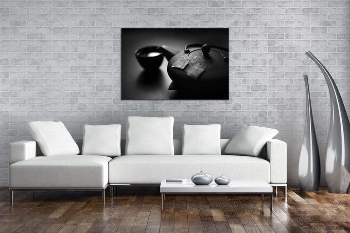 deyoli gebrühter Tee in der Teekanne Effekt: Schwarz&amp;Weiss,Format: 80x60 als Leinwandbild, Motiv fer