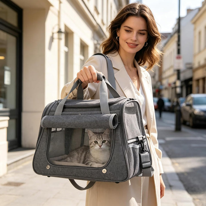 Katzentransportbox, Hundebox Faltbar für Katzen und kleine Hunde, Transportbox Katze für Reisen und