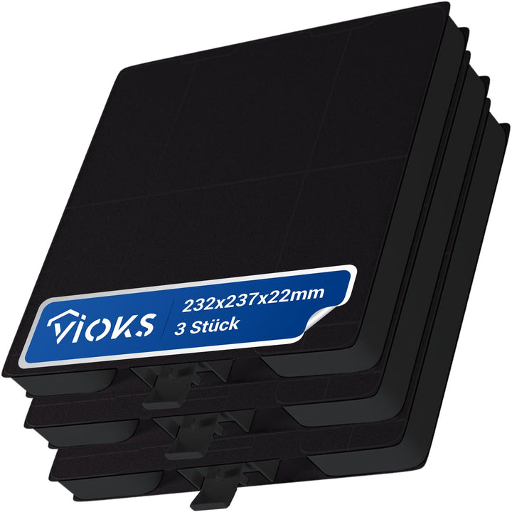 VIOKS 3 Stk Aktivkohlefilter Dunstabzugshaube 232x237x22mm Ersatz für Bosch DHZ5326 11026769 0070543