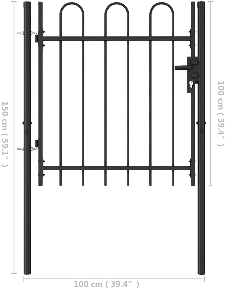 WIFESE 100x150 cm Schwarz Zauntor GartentüR Gartentor Gartenzaun Doppelstabmattenzaun Gartenzaun Kom