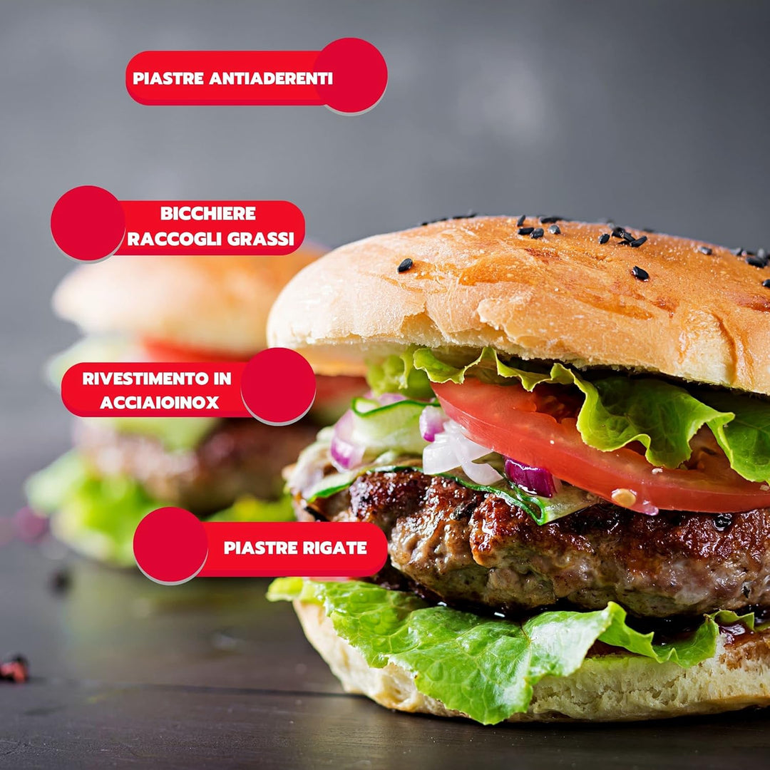 ARDES - Professionelles elektrisches Grillgerät 2000W Elektrischer Kontaktgrill für Brötchen und Pia
