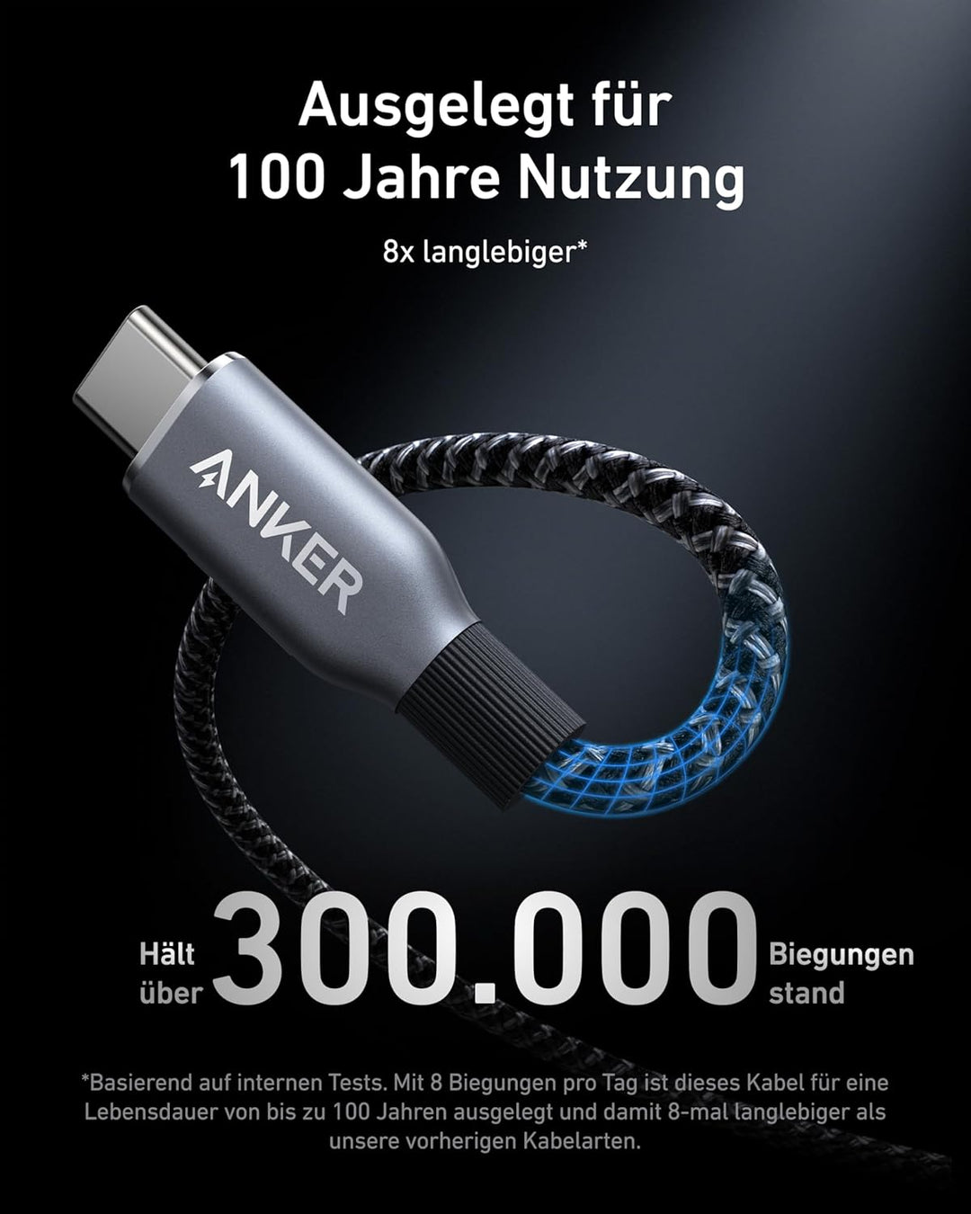 Anker Prime USB C auf USB C Kabel, 240W 180cm Schnellladekabel USB C, Upcycled Nylon im Flecht-Desig