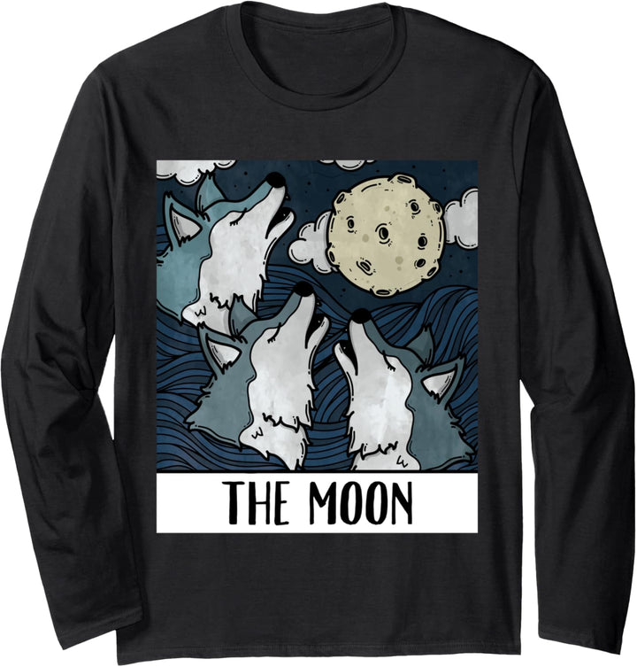 Wolf Wolves The Moon Tarot Card Men Women Langarmshirt