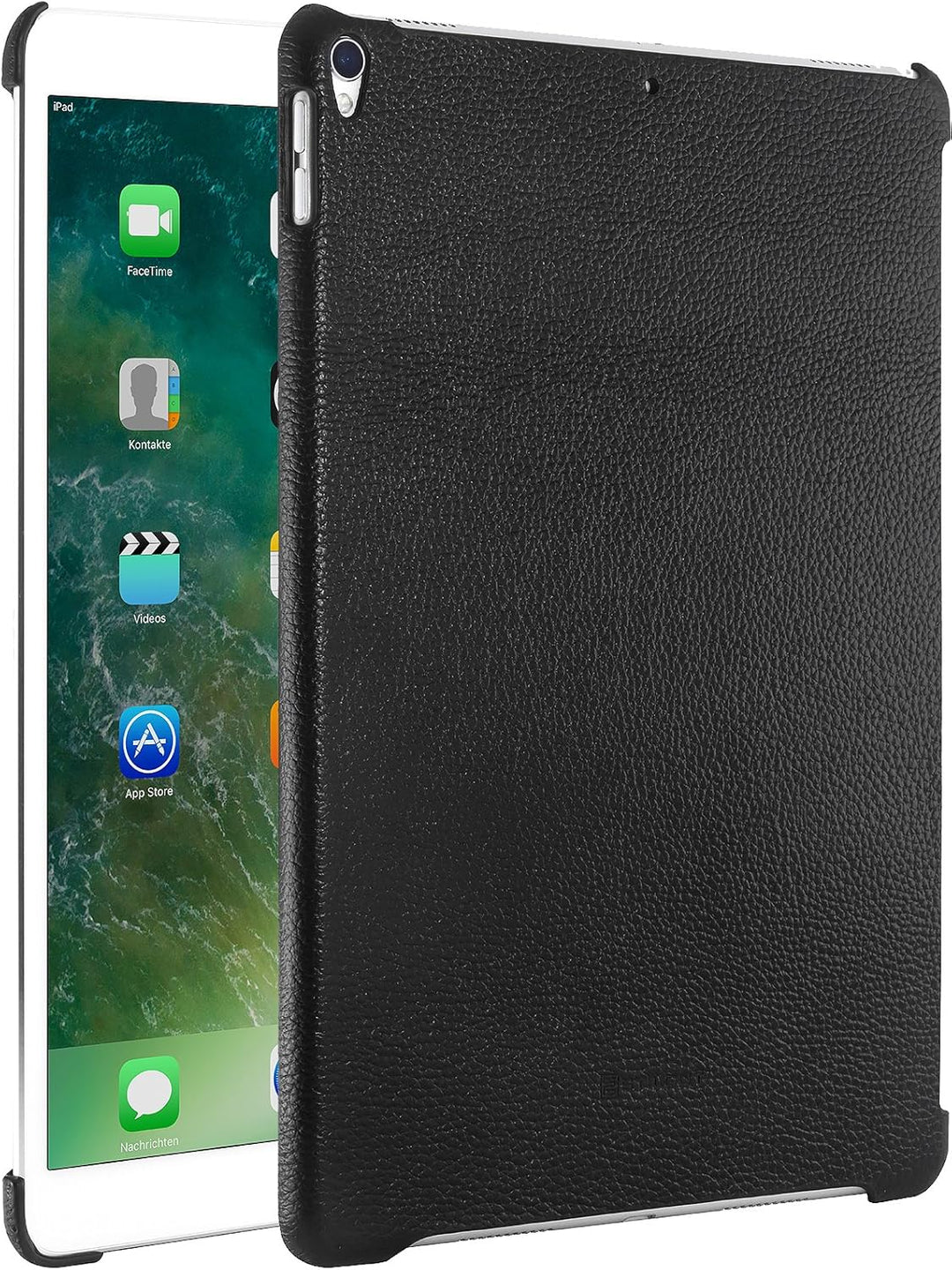 StilGut Leder-Cover kompatibel mit Apple iPad Pro 10.5" 2017 mit Keyboard Connector, Schwarz, Schwar