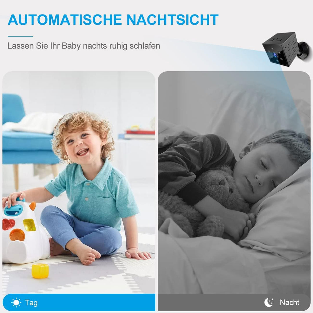 AOBOCAM Mini Kamera,1080P HD WLAN(2,4 GHz) Kamera Überwachung Innen Mini Überwachungskamera Live Übe