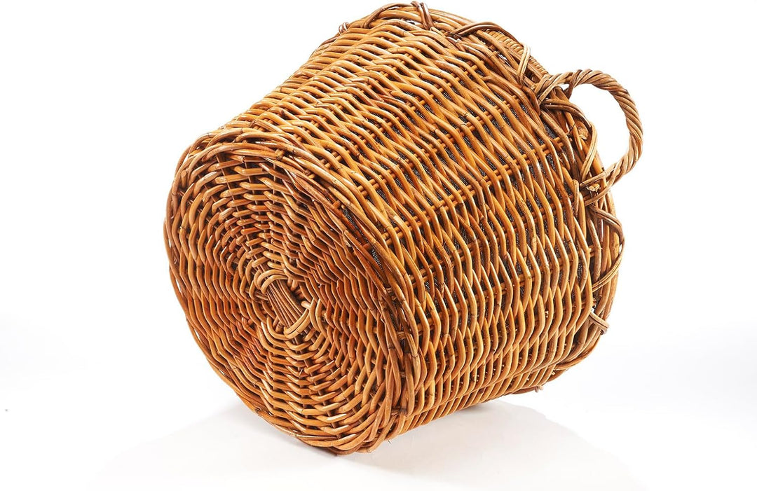 Kobolo Holztrage Holzkorb für Kaminholz - Rattan Lacak mit abnehmbarem Leinenstoff