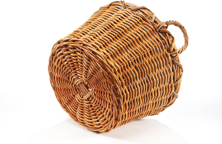 Kobolo Holztrage Holzkorb für Kaminholz - Rattan Lacak mit abnehmbarem Leinenstoff