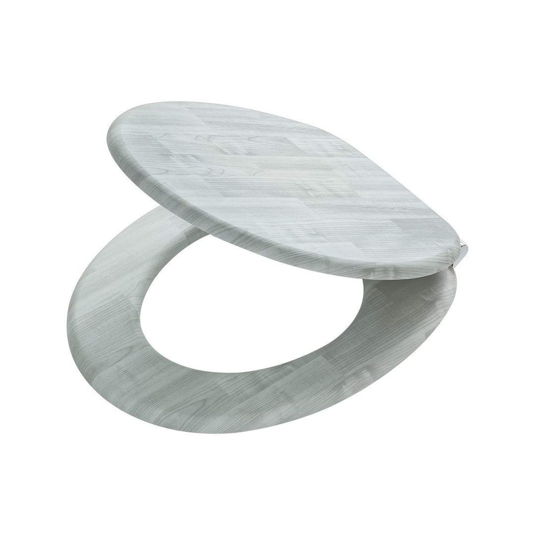 Tiger Titan Toilettensitz, WC-Sitz mit Absenkautomatik und Soft-Touch-Oberfläche, Holz, Farbe: Grau,