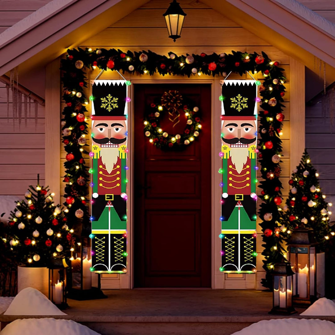 Türschild Weihnachten zum Aufhängen für die Veranda, Weihnachtsbanner mit Nussknacker-Motiv, Modell