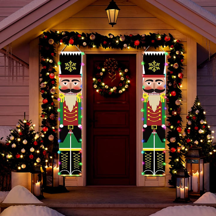 Türschild Weihnachten zum Aufhängen für die Veranda, Weihnachtsbanner mit Nussknacker-Motiv, Modell