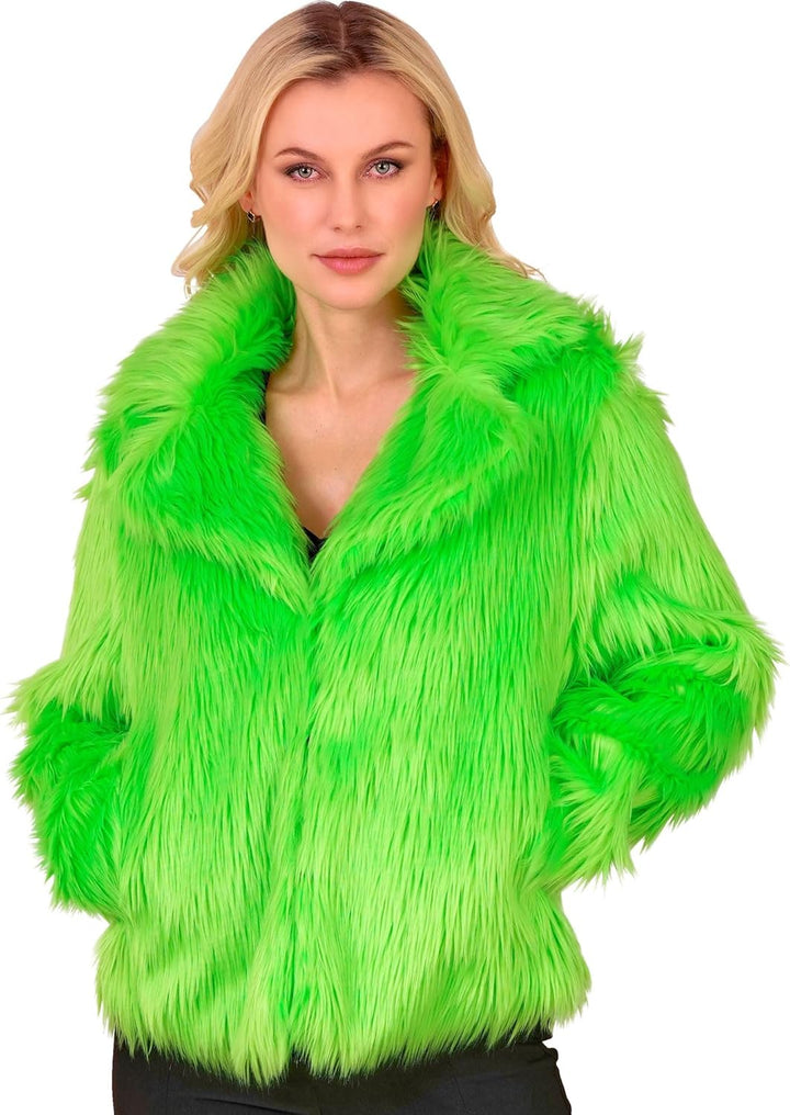 W WIDMANN MILANO Party Fashion - Damen Kunstfell-Jacke, flauschiger Pelz, Plüschjacke, Kostüm, Party
