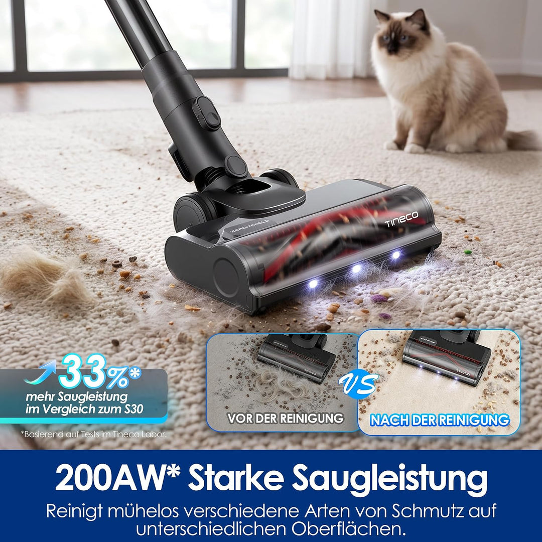 Tineco Pure ONE S50 PRO Pet Akkusauger, ZeroTangle, 200AW Saugleistung.