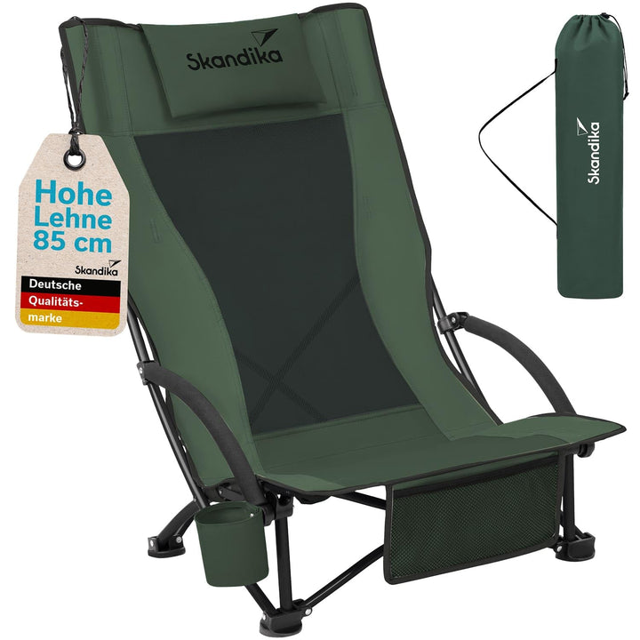 Skandika Strand Klappstuhl Beach | Bequemer Strandstuhl mit atmungsaktivem Mesh, Getränkehalter, nie