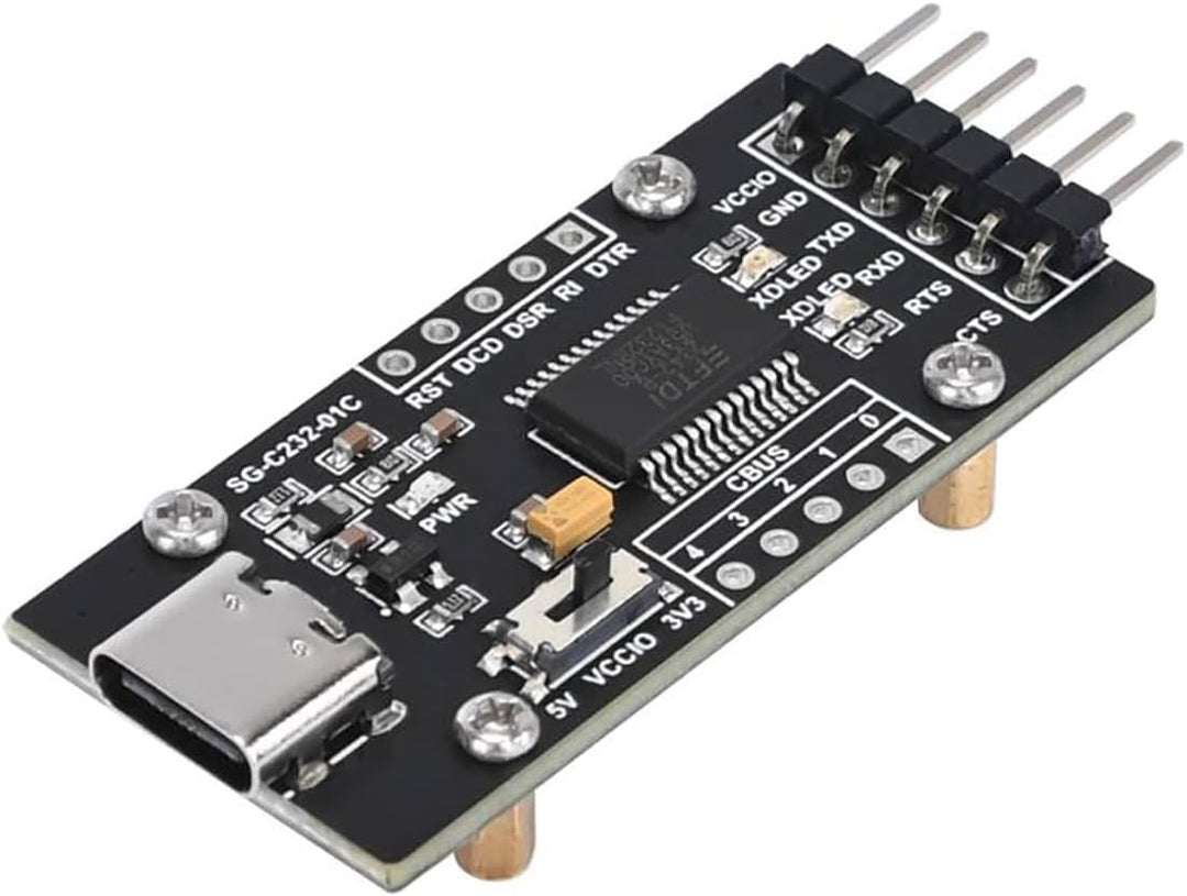 FT232RL USB-C to Serial Converter - USB 2.0 Type-C Adapter with Driver-Free Plug & Play, TTL 3.3V/5V