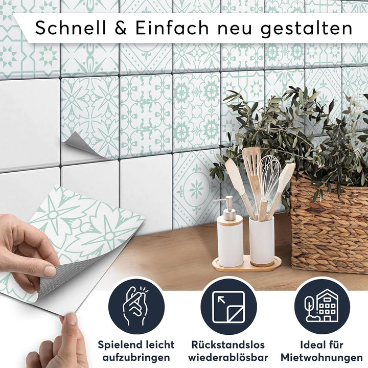 CREATISTO Mosaik-Fliesen Fliesensticker Fliesenfolie - Hochwertige Aufkleber Sticker für Fliesen I K