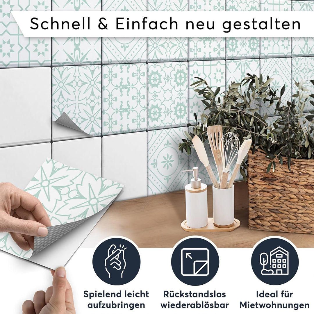 CREATISTO Mosaik-Fliesen Fliesensticker Fliesenfolie - Klebefolie Aufkleber für Fliesen I Klebeflies
