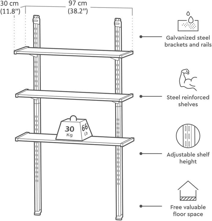 Keter Regalbausatz 70 für 1 Regal mit DREI 70 cm Langen Böden für alle Keter Gerätehäuser (ausser Fa