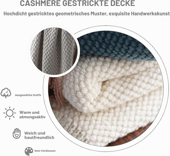LumiSyne Gestrickte Decke Mit Quaste Einfarbig Ananas Grid Kuscheldecke Strickdecke Tagesdecke Überw