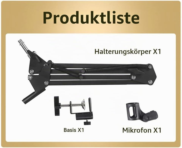 Micfuns Verstellbarer Mikrofonständer Professioneller Mikrofonhalter mit Spinne und Adapter für Stud