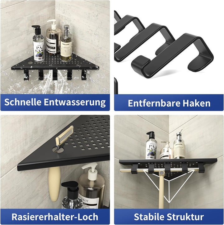 Eck-Duschregal 304 Edelstahl,Eckregal Dusche 25.4cm,Duschablage Ecke für Badrenovierung,Eckablage Du