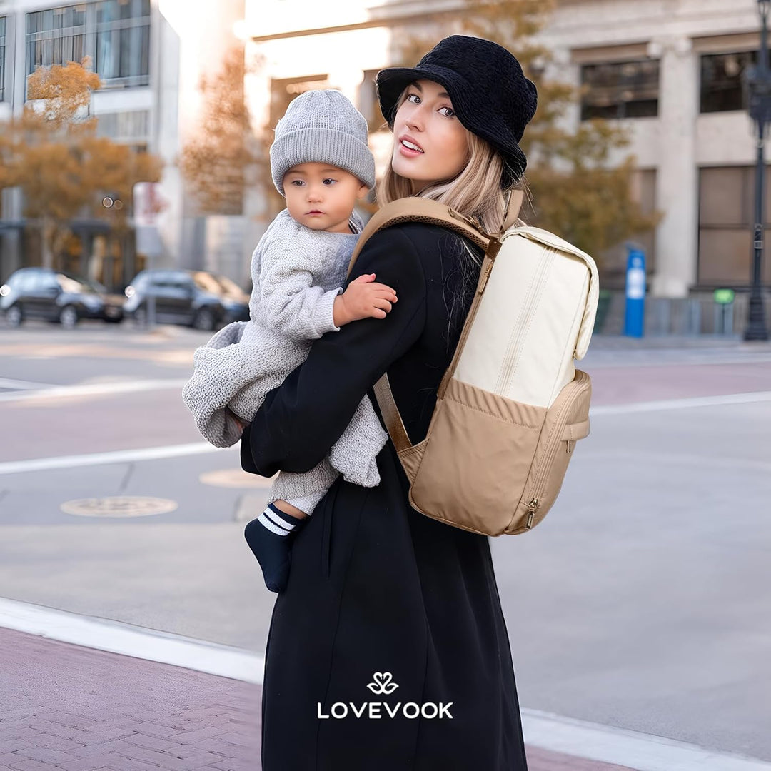 LOVEVOOK Wickelrucksack Gross Wickeltasche Rucksack Diaper Bag für Mama Papa | Lässig Babytasche mit