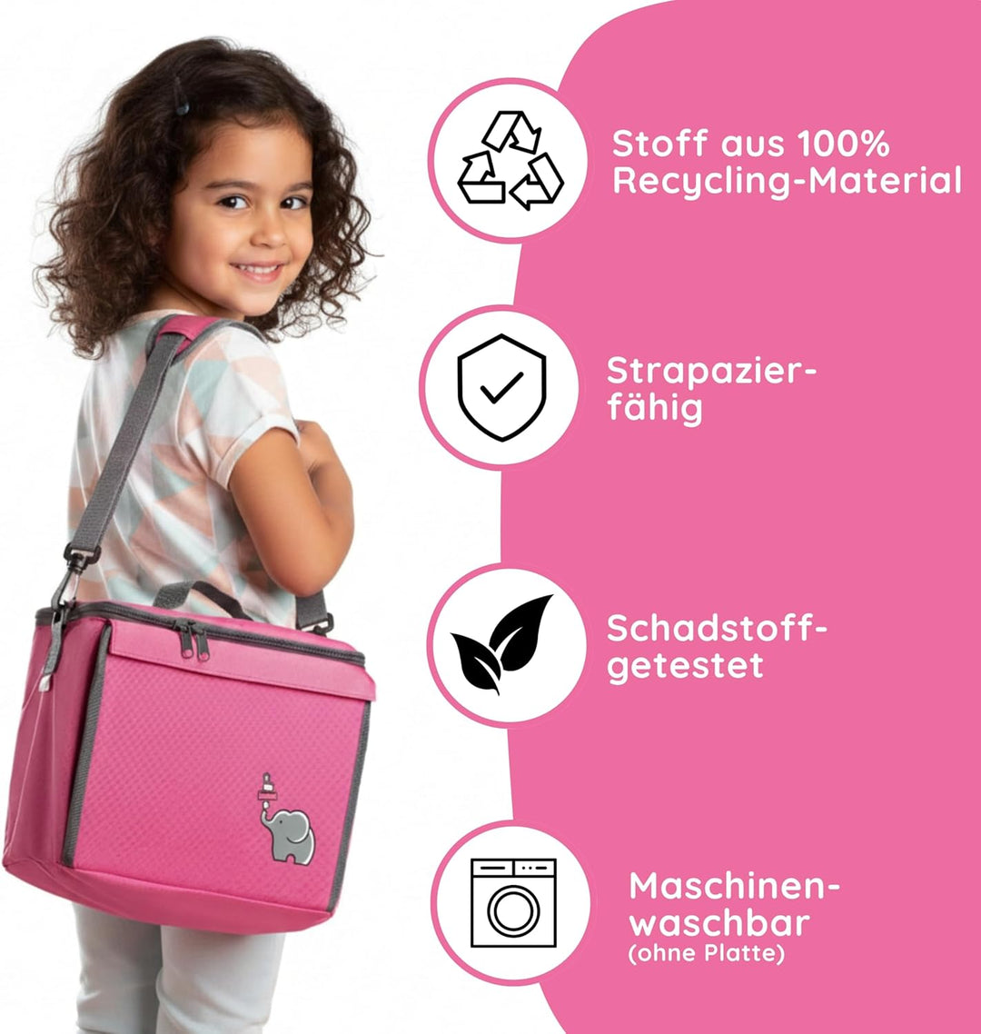 Baustein-Tasche mit ausklappbarer Bauplatte passend für grosse Bausteine vieler Marken I Grösse L I